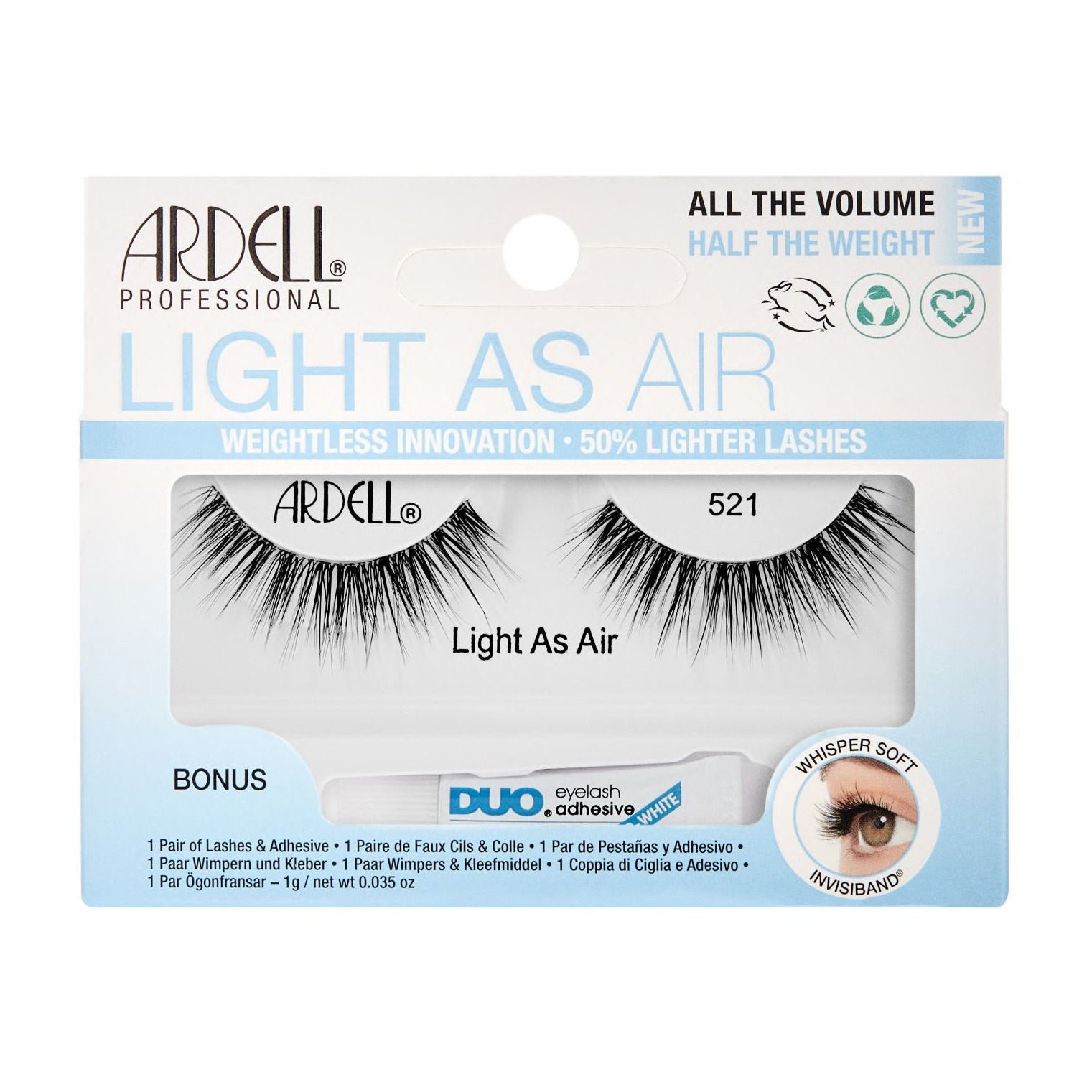 Ardell Light As Air Eyelashes + Bonus Duo Adhesive - 521