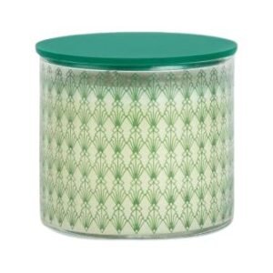 Candle Connection Vanilla Scented Candle Art Deco Glass Green