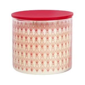 Candle Connection White Tea Scented Candle Art Deco Glass Red