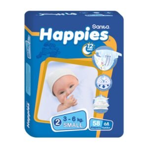 Happies Small 3-6kg Size 2 Baby Diapers - 58 Diapers