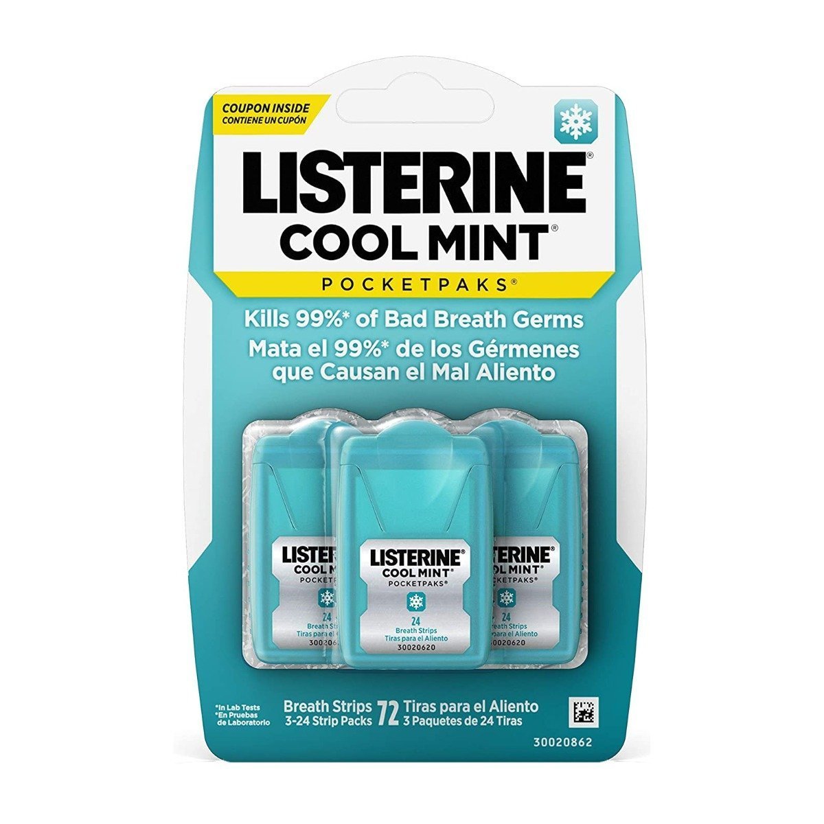 Listerine Cool Mint Pocket Paks 72 Breath Strips