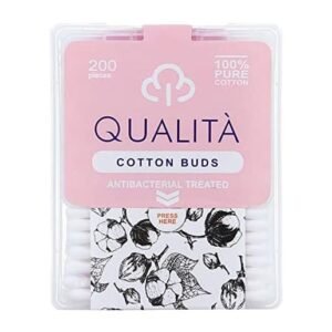 Qualita Antibacterial Treated Cotton Buds - 200Pcs