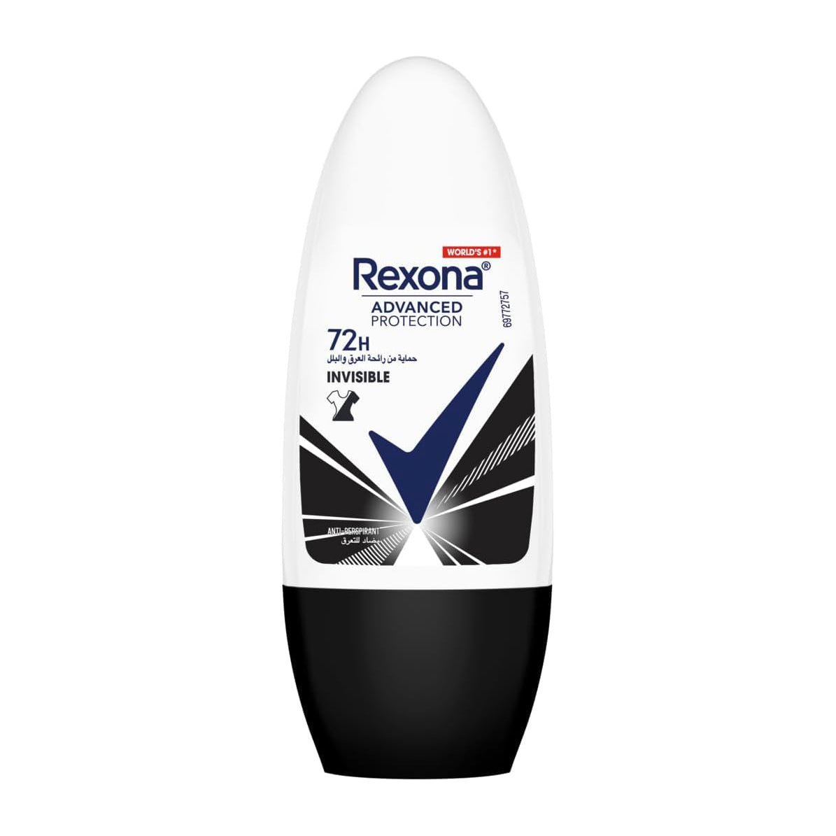 Rexona Advanced Protection 72H Invisible Black & White Antiperspirant Roll on for Women - 50ml
