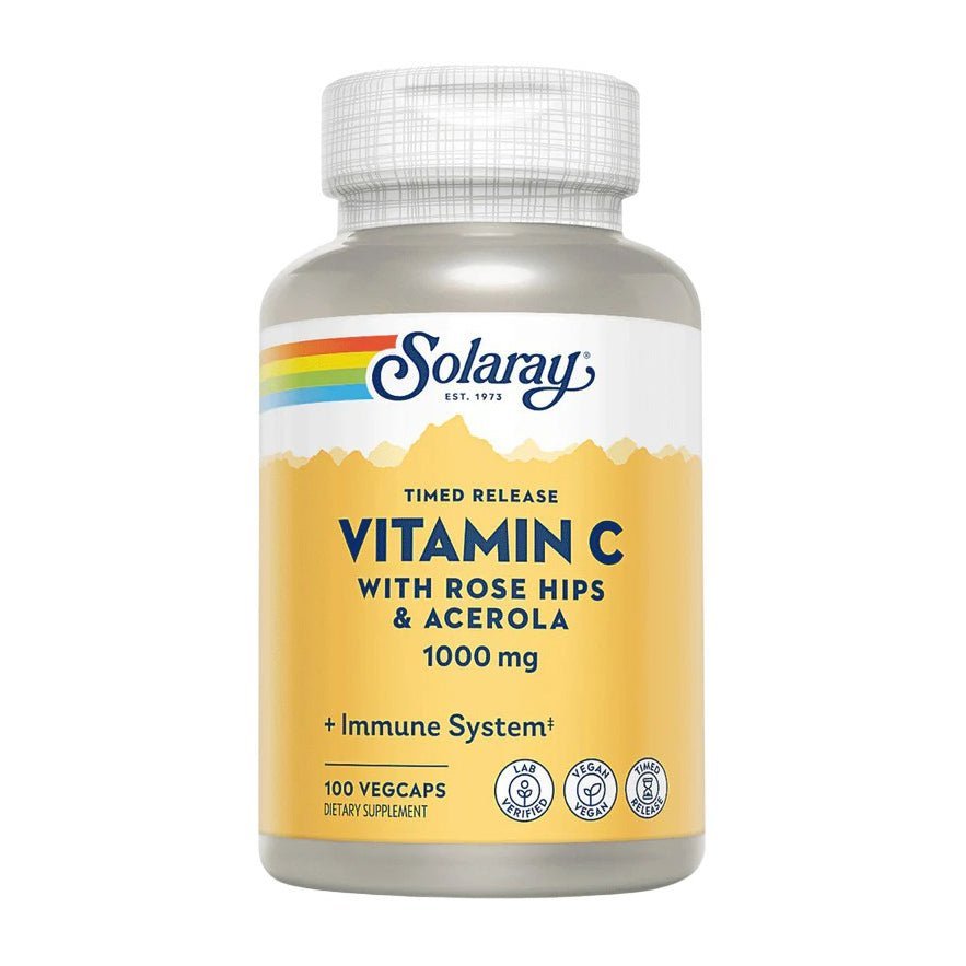 Solaray Vitamin C with Rose Hips & Acerola 1000mg Vegcaps - 100 Vegcaps